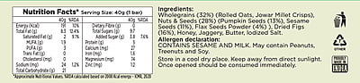 Premium Nutrition Bar - Fig Flax n Pumpkin Seeds Pack of 6