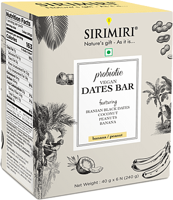 Probiotic Vegan Dates Bar - Banana Walnut - Pack of 6 ( Each 40g)