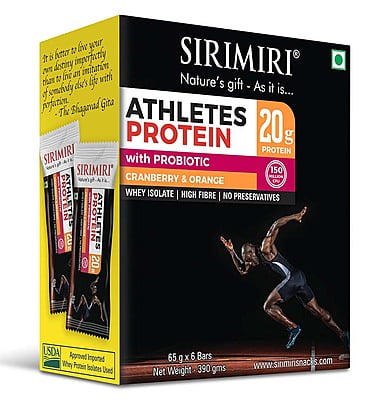 Athletes Protein Bar - Cranberry Orange  Pack of 6 ( Each Bar 65g)